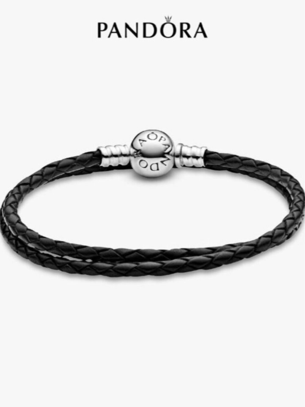 🌸✨🌸 Pandora Moments Double Black Leather Bracelet